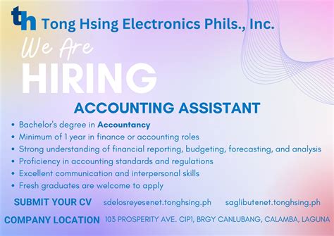 Tong Hsing Electronics Phil. Inc. Careers and Employment.